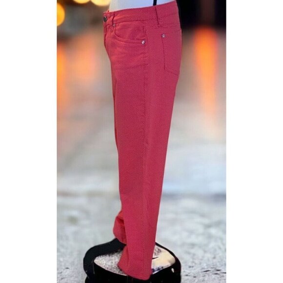 Earl Jean Womens Skinny Jeans Size 8 Salmon Polka Dot - Picture 8 of 15